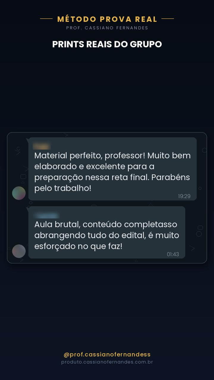 Depoimento 1 de aluno sobre o material do Prof. Cassiano Fernandes