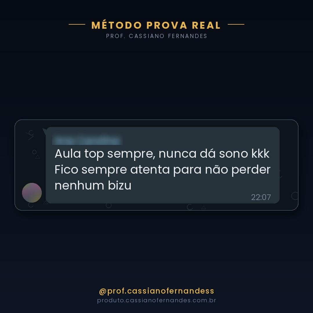 Depoimento 14 de aluno sobre o material do Prof. Cassiano Fernandes