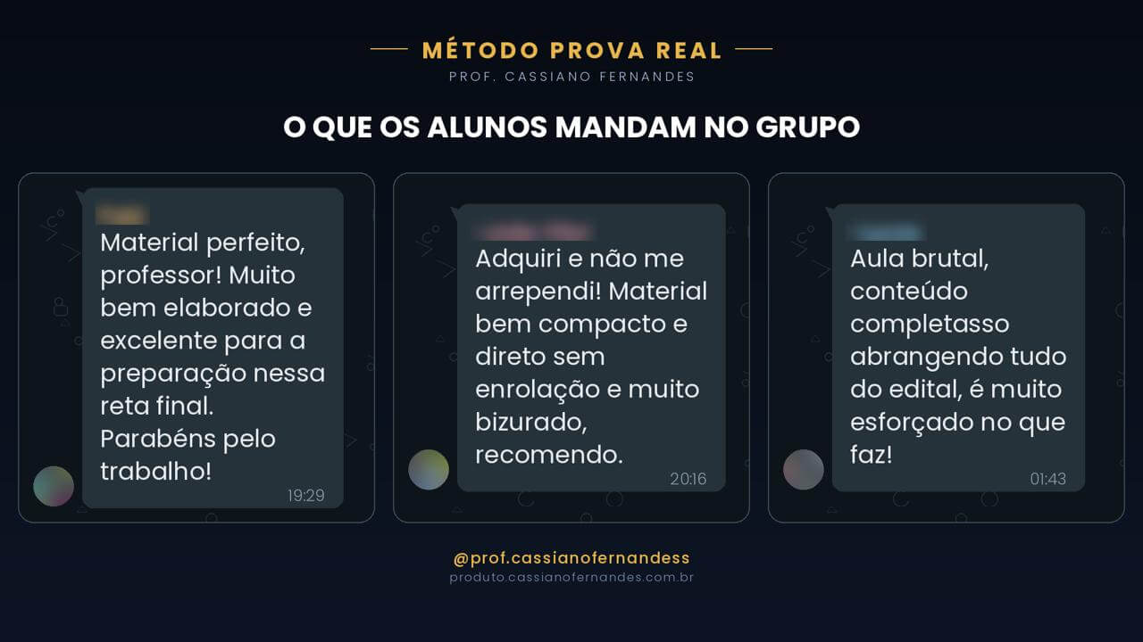 Depoimento 3 de aluno sobre o material do Prof. Cassiano Fernandes