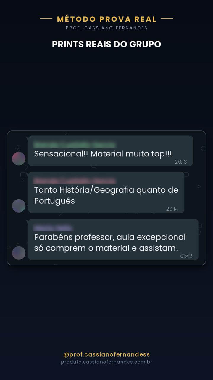 Depoimento 4 de aluno sobre o material do Prof. Cassiano Fernandes