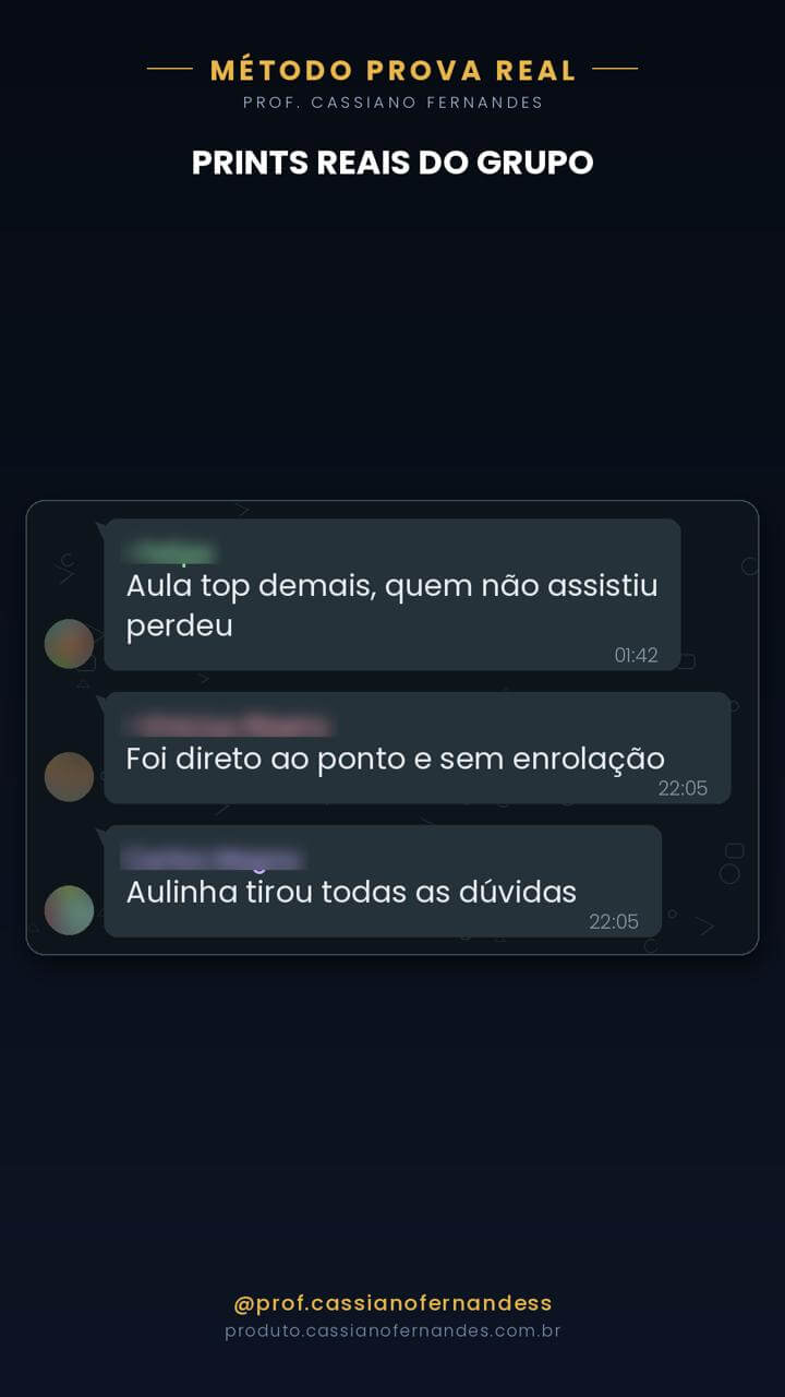 Depoimento 8 de aluno sobre o material do Prof. Cassiano Fernandes