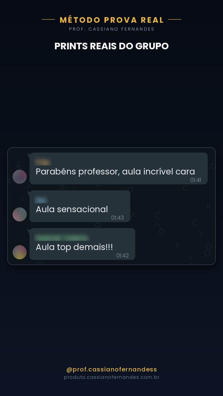 Depoimento 11 de aluno sobre o material do Prof. Cassiano Fernandes