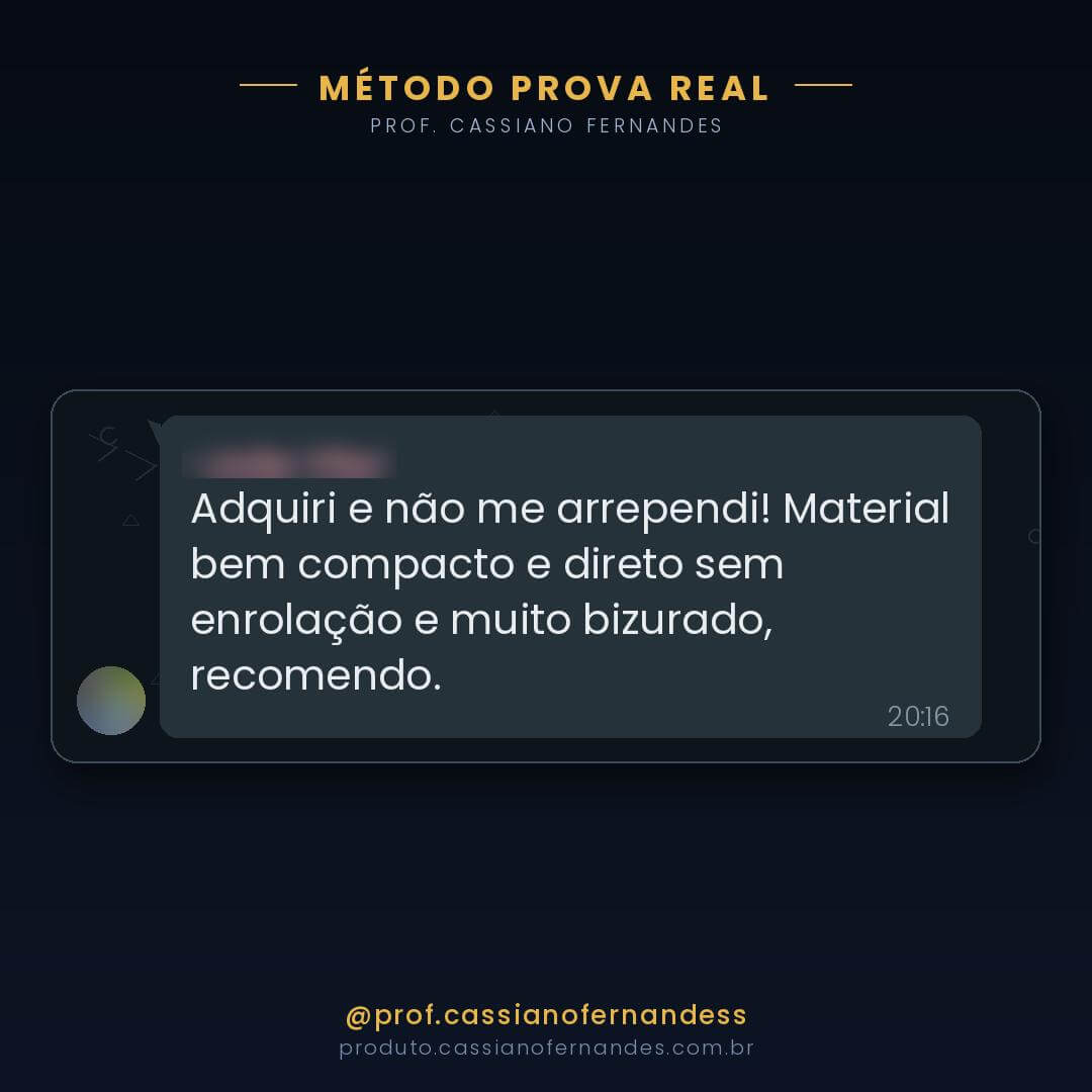 Depoimento 2 de aluno sobre o material do Prof. Cassiano Fernandes