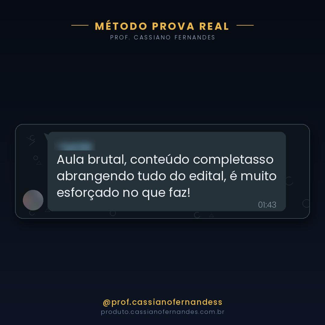 Depoimento 5 de aluno sobre o material do Prof. Cassiano Fernandes